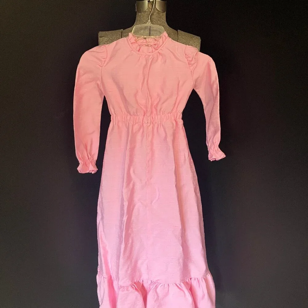 Vintage Pink Handmade Prairie Dress with Matching Apron